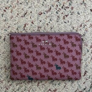 Coach Pink and Brown Animal Print Pouch